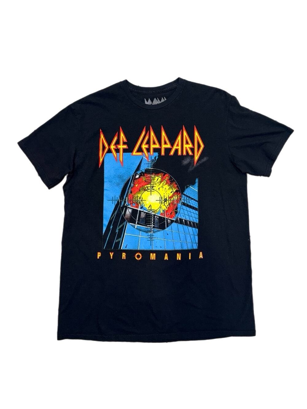 2017 Def Leppard Pyromania Tour Double Sided Band Black Tee